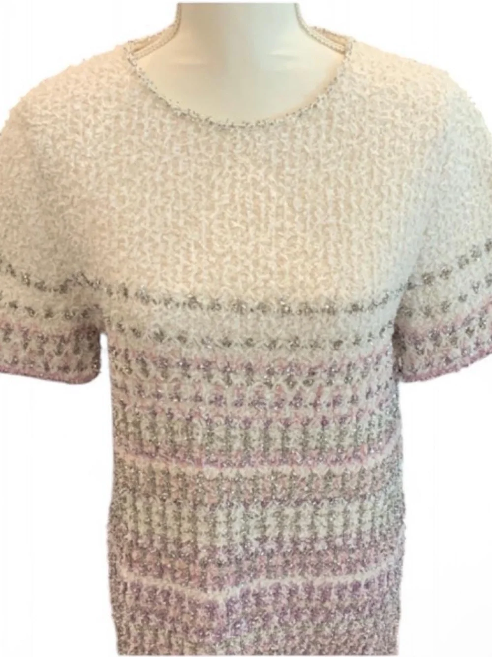 CHANEL Spring 2018 cashmere Short-Sleeve Shift Dress Sz 40